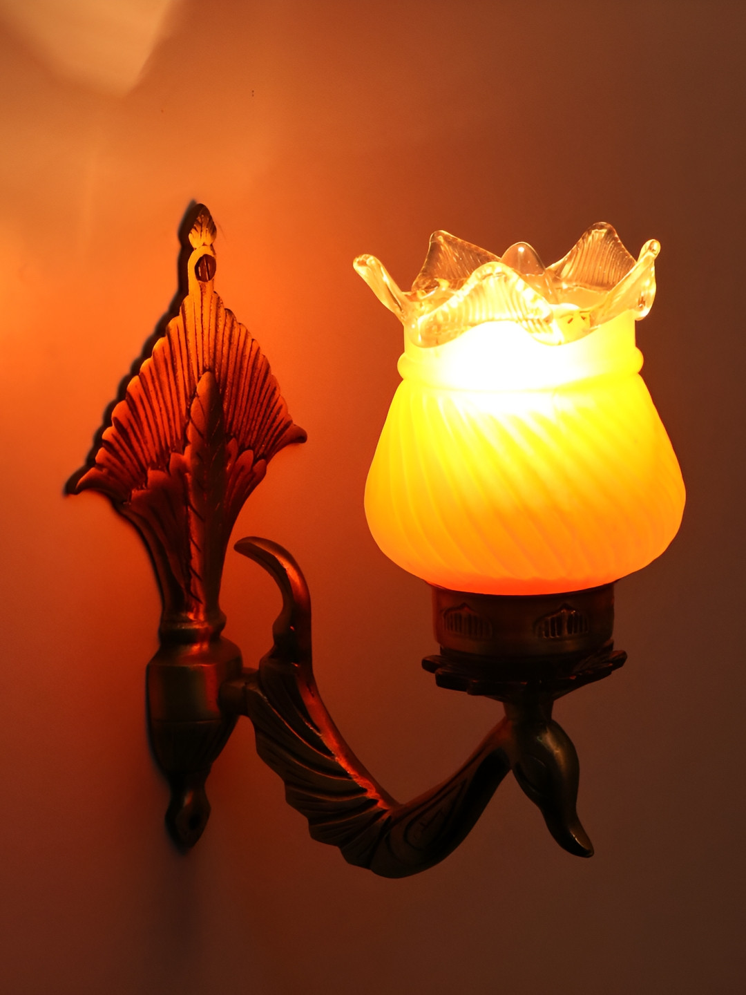 

1ST TIME Orange Textured Glass Traditional Wall Lamp