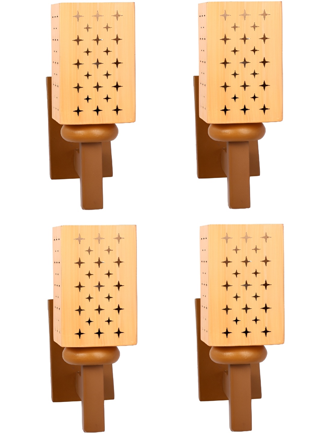 

1ST TIME Yellow & Brown 4 Pieces Wooden Contemporary Rectangle Shaped Wall Lamps