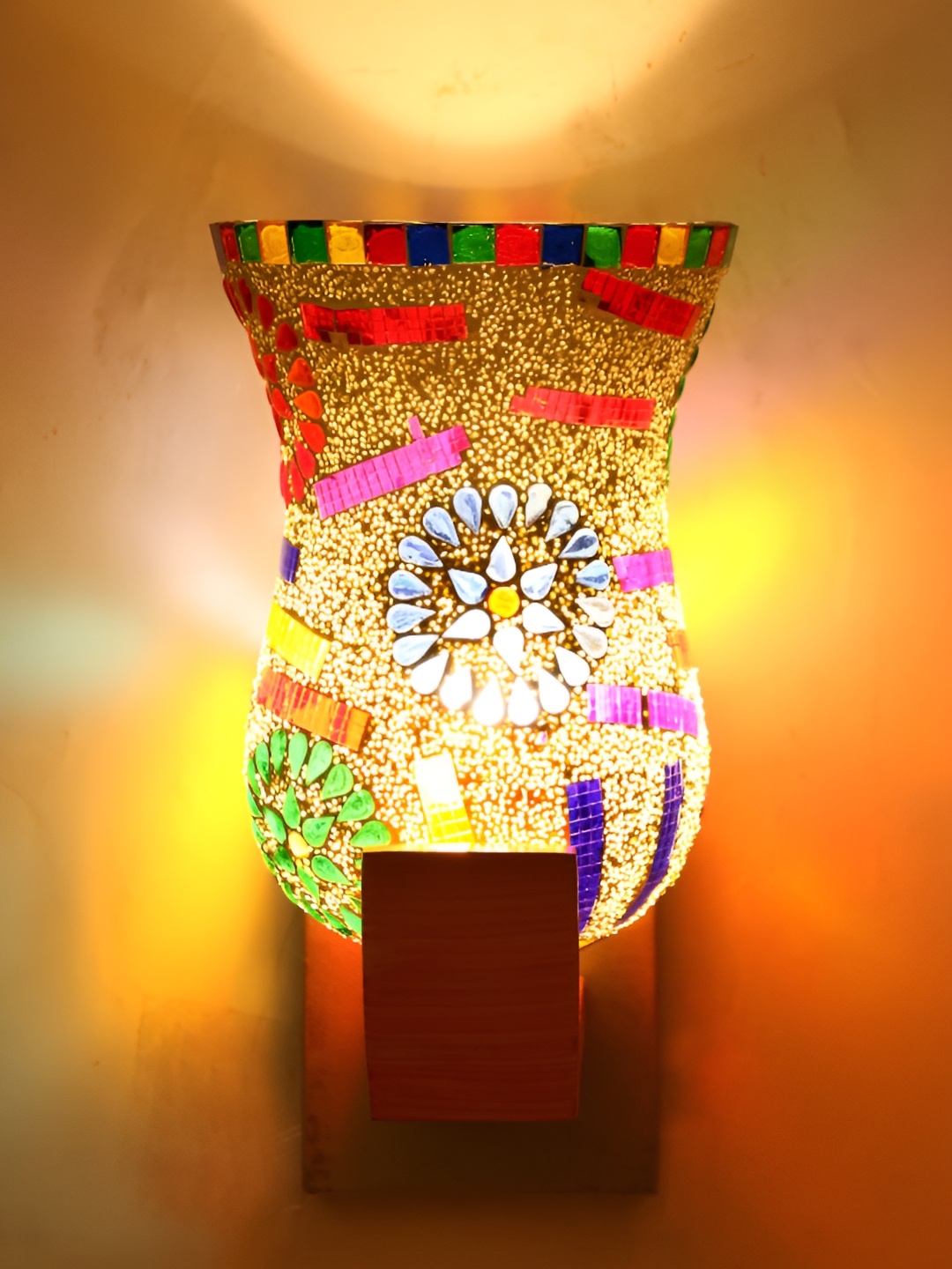 

1ST TIME White & Blue Textured Glass Traditional Wall Lamp
