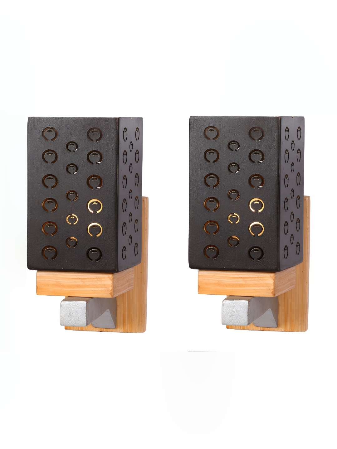 

1ST TIME Black & Brown 2 Pieces Glass Contemporary Rectangle Shaped Wall Lamps