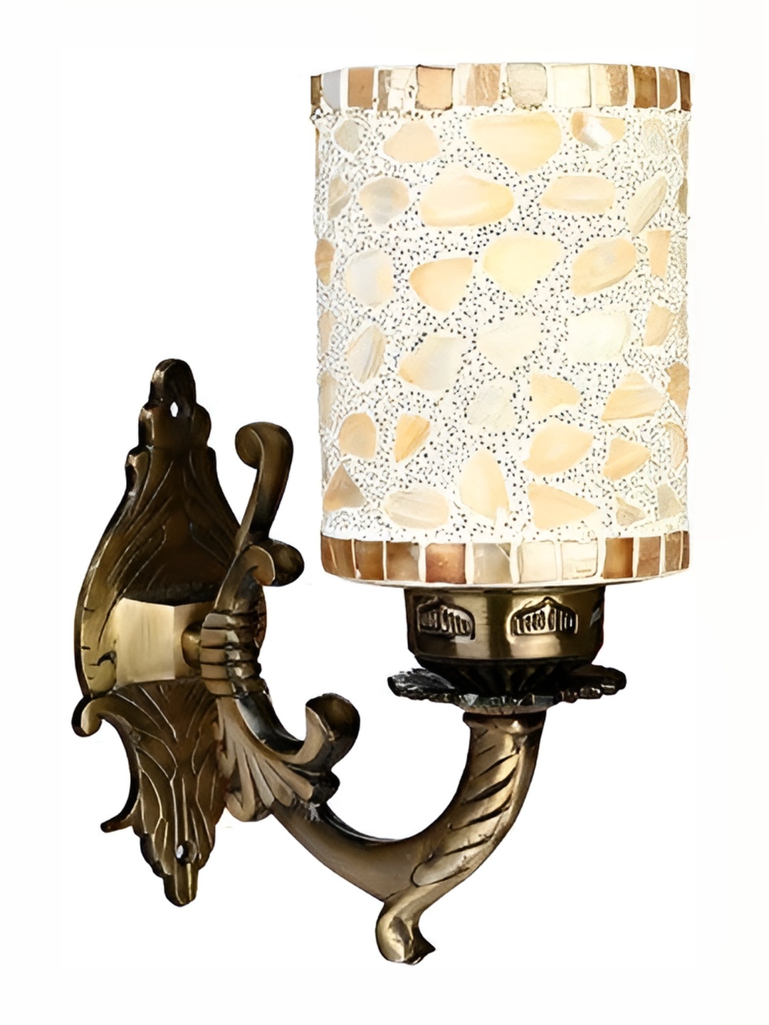 

1ST TIME Gold-Toned & White Textured Cylinder Shaped Glass Wall Lamp