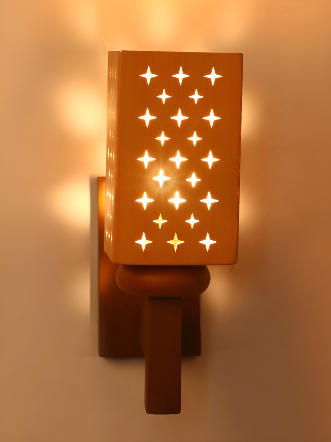 

1ST TIME Yellow & Brown Glass Textured Self Assembly Contemporary Rectangle Wall Lamp