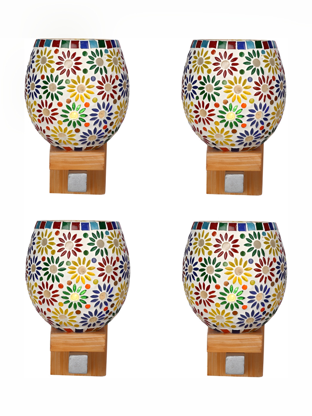 

1ST TIME White & Blue 4 Pc Textured Glass Traditional Wall Lamp