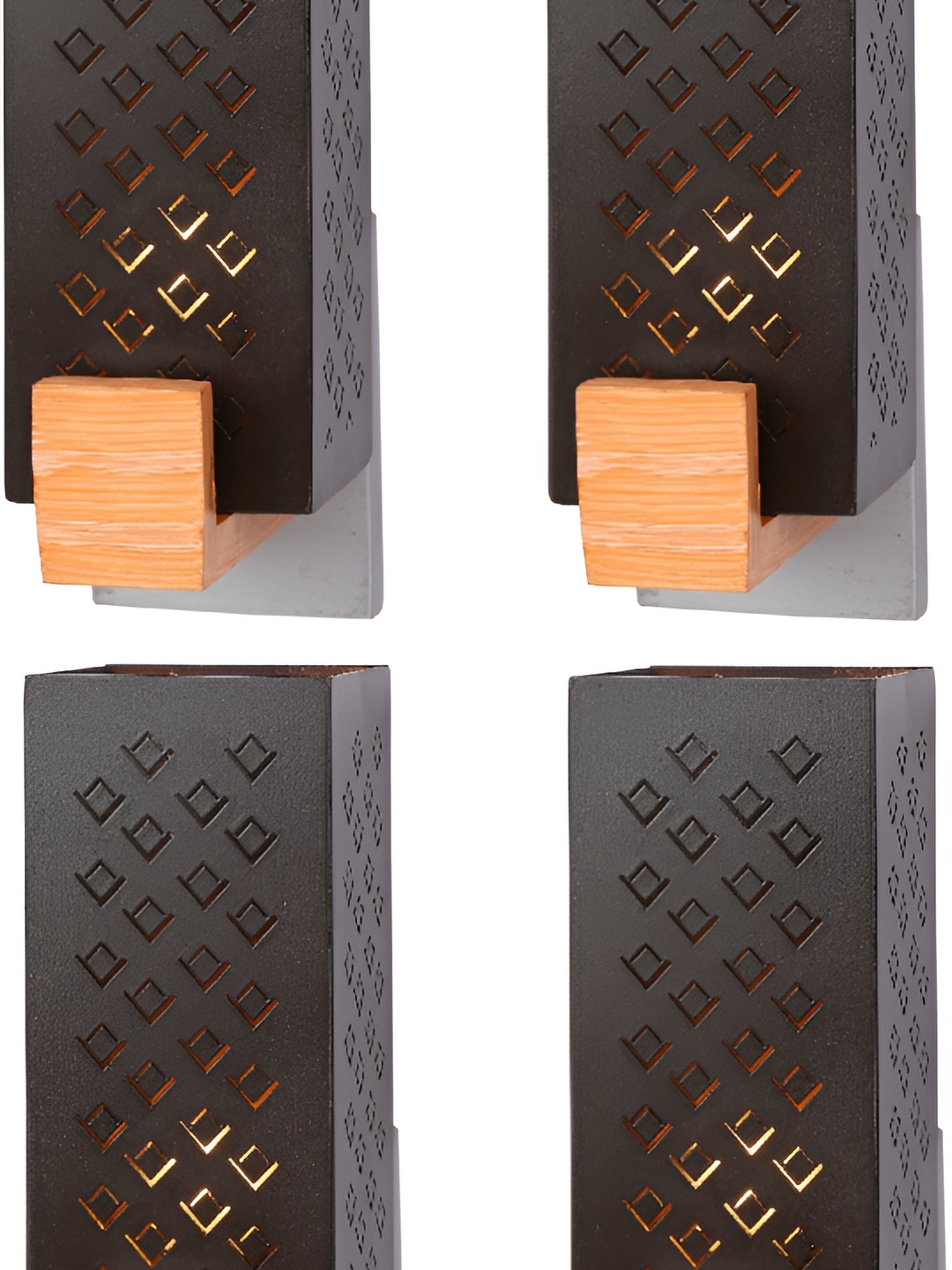 

1ST TIME Black 4 Pieces Textured Glass Square Shaped Wall Lamps