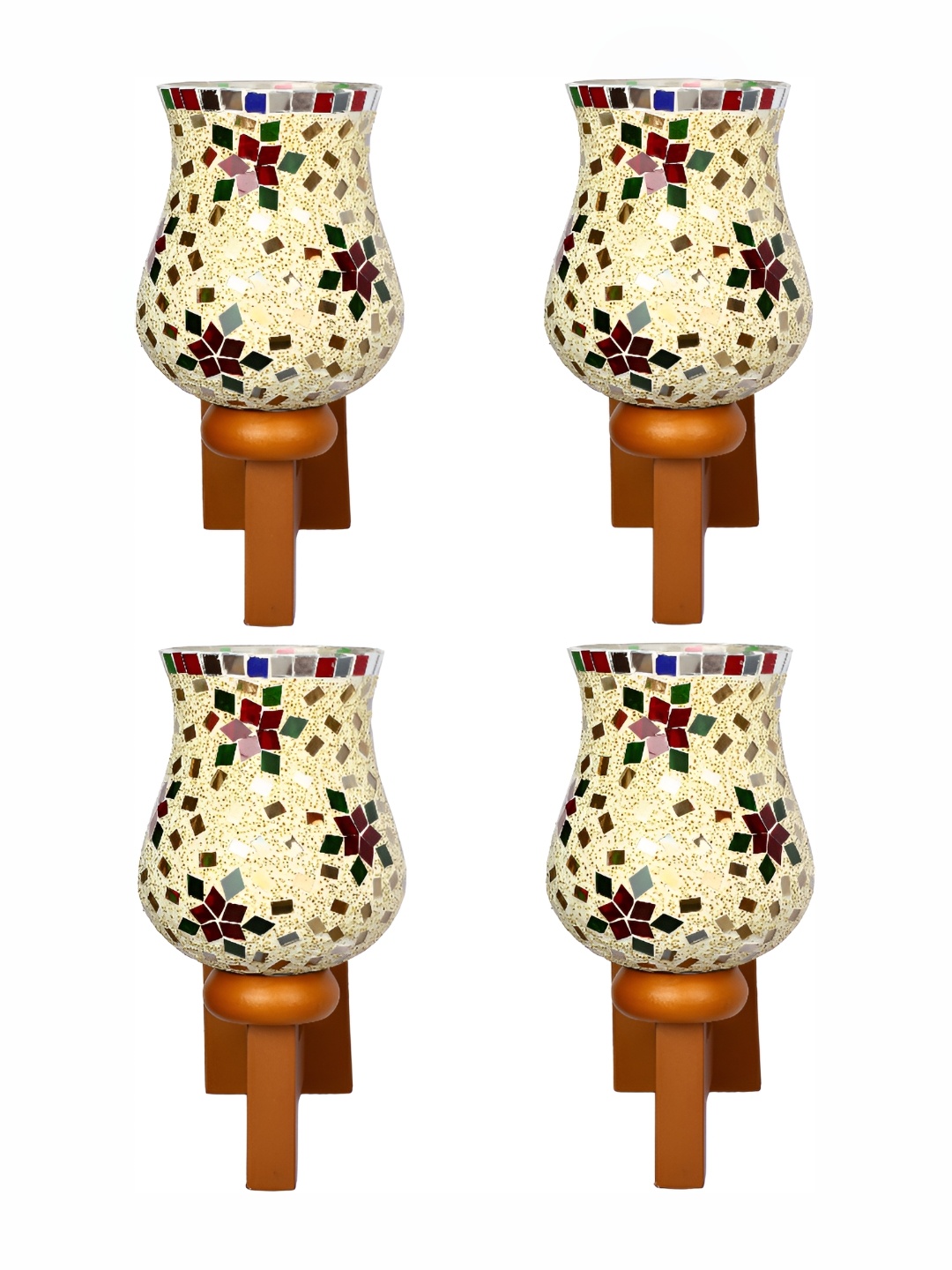

1ST TIME White & Brown 4Pcs Textured Glass Contemporary Wall Lamp