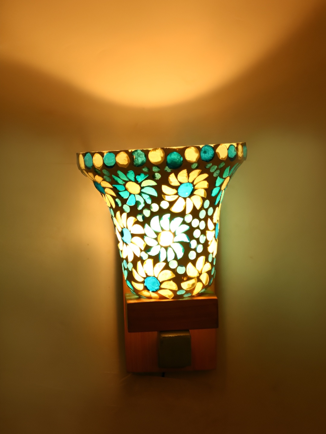 1ST TIME White & Blue Textured Abstract Shaped Glass Wall Lamp