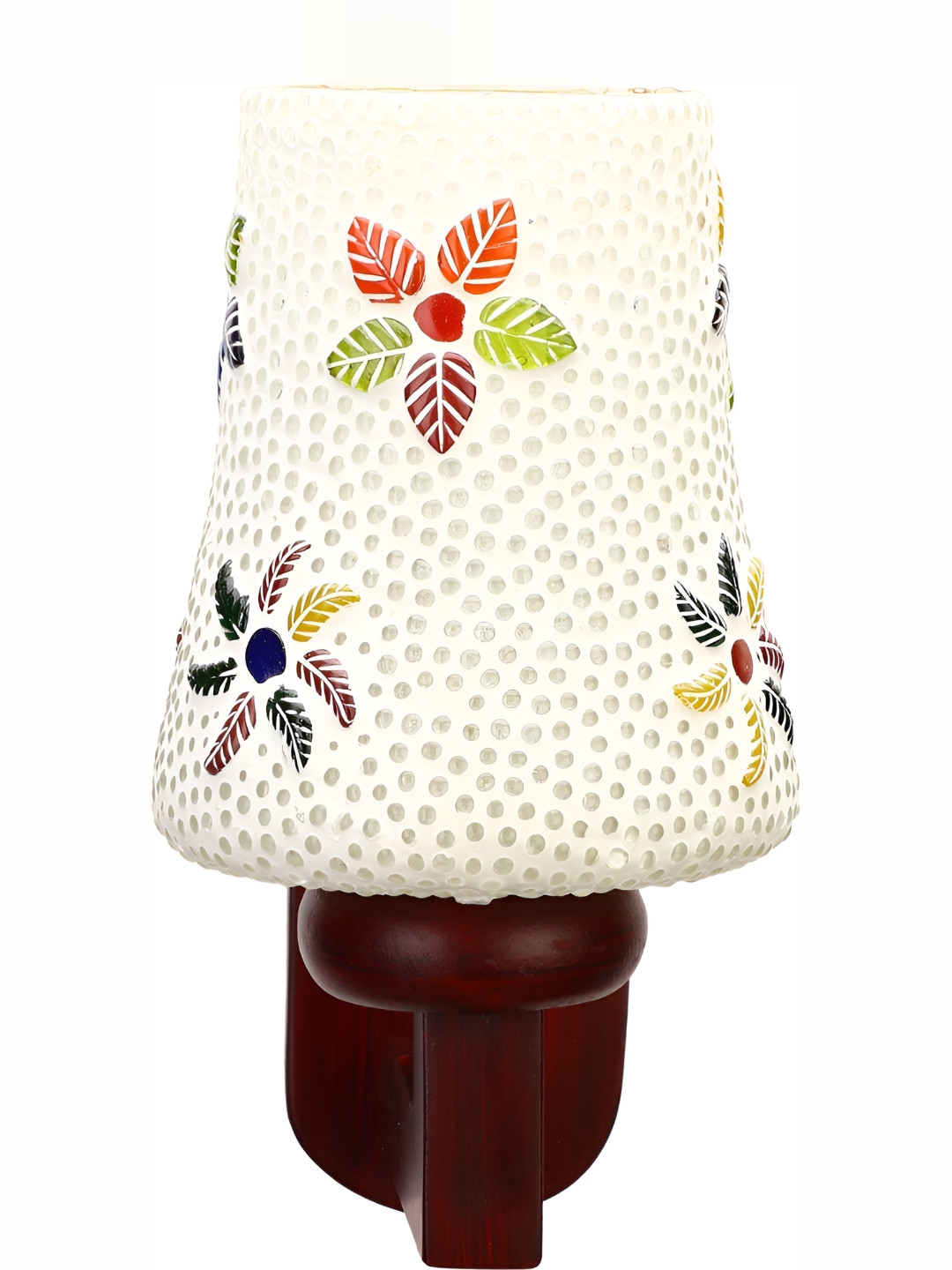

1ST TIME White & Red Textured Glass Traditional Frustum Shaped Wall Lamp