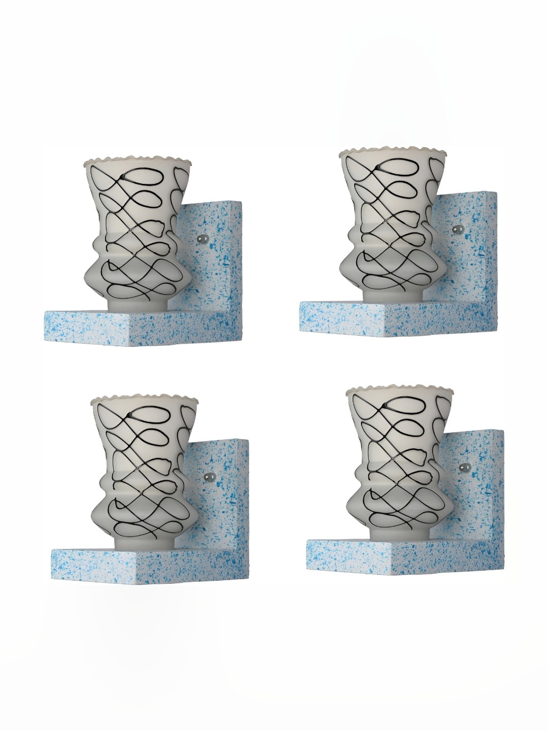 

1ST TIME Black & Blue 4 Pcs Textured Glass Traditional Wall Lamp