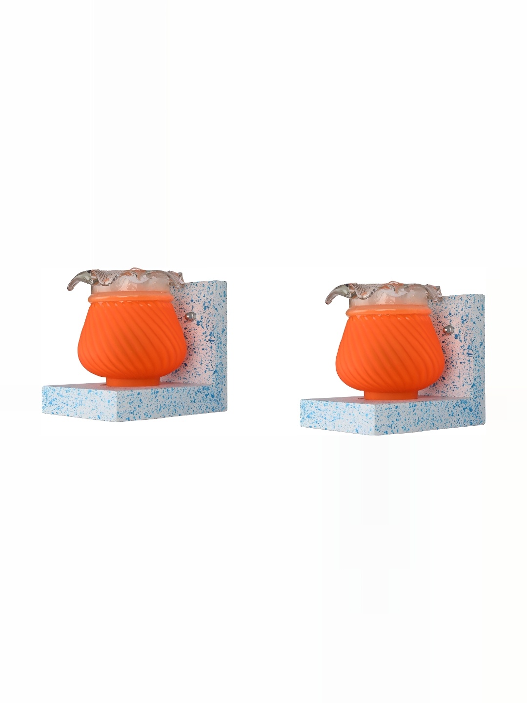 

1ST TIME Orange & White 2 Pieces Textured Glass Traditional Wall Lamp