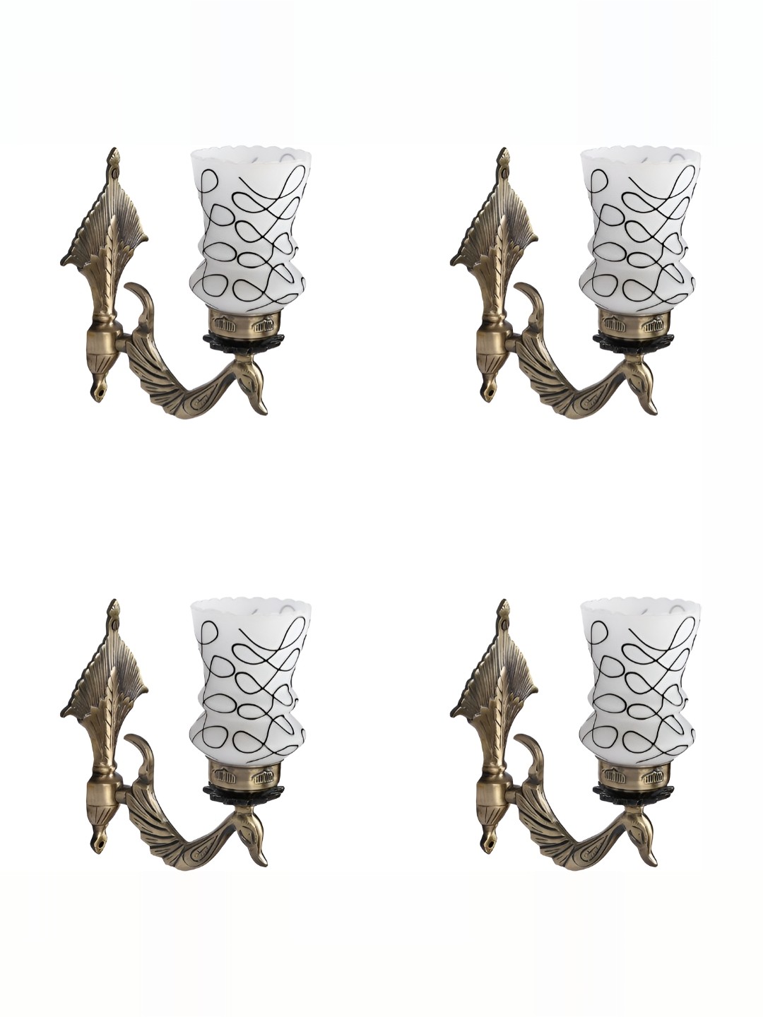 

1ST TIME Black & White 4 Pieces Printed Glass Traditional Wall Lamp