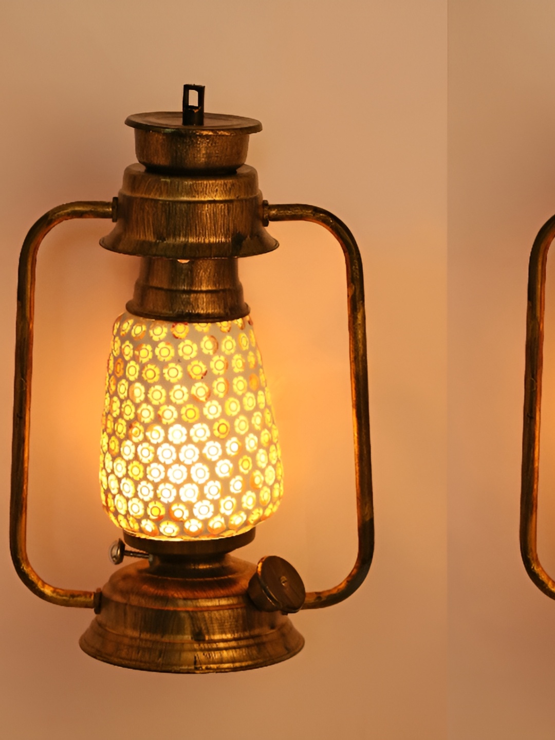 

1ST TIME Brown & White Textured Glass Traditional Abstract Shaped Wall Lamp