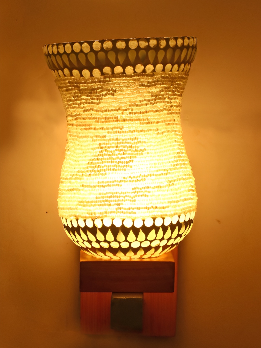 

1ST TIME White & Grey Textured Glass Traditional Wall Lamp