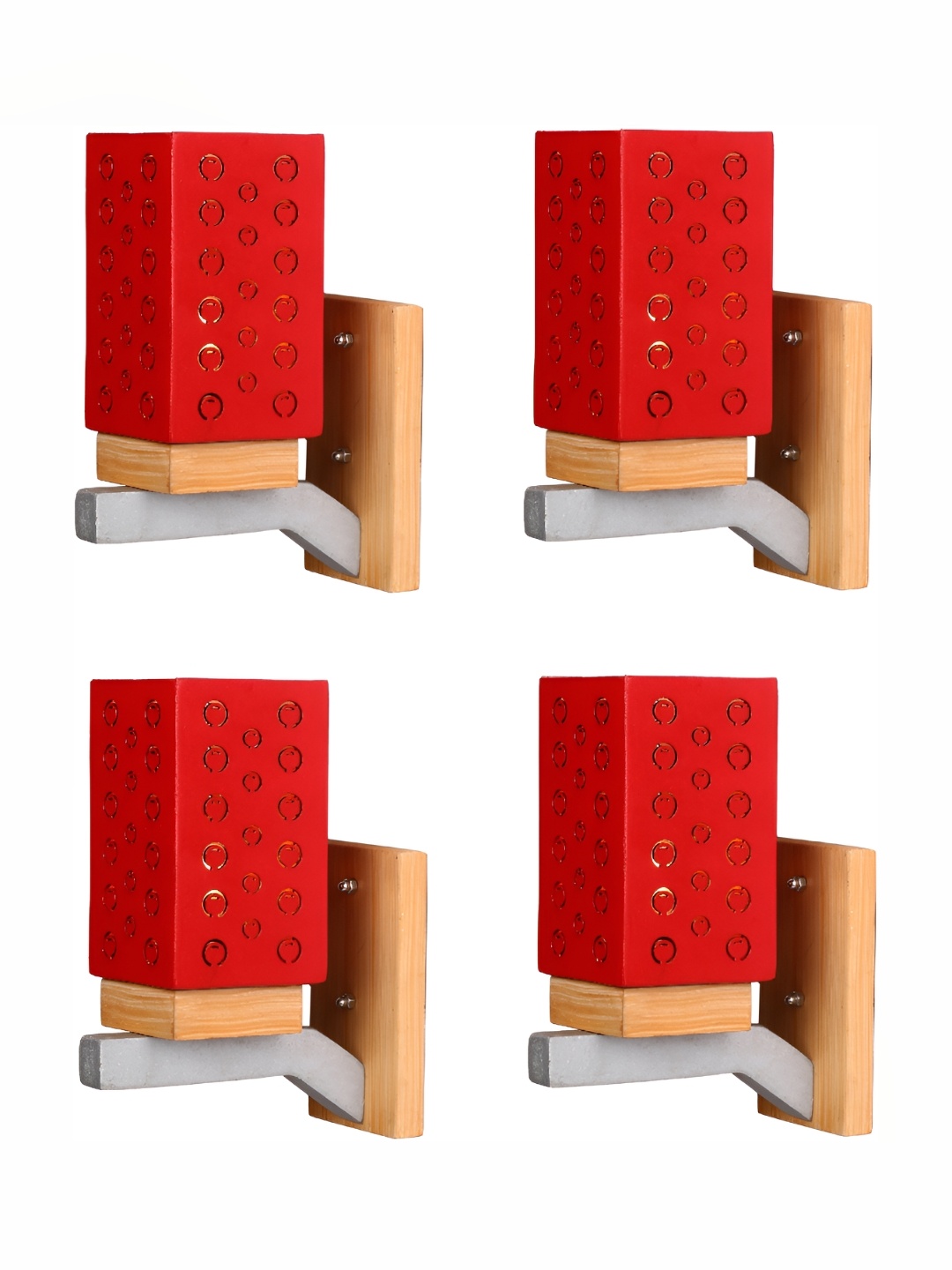 

1ST TIME Red 4 Pieces Glass Rectangle Shaped Wall Lamps