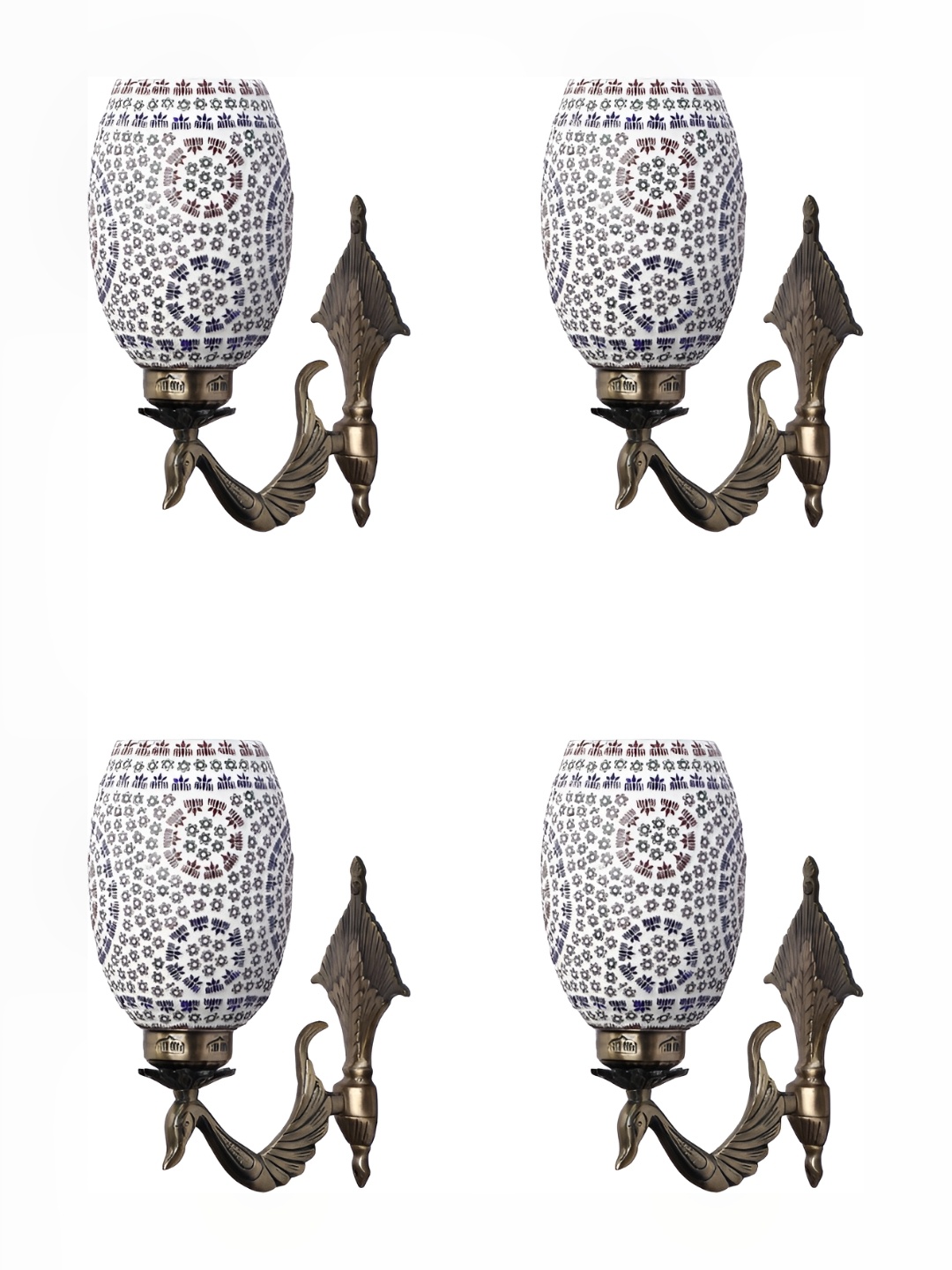 

1ST TIME White & Red 4 Pieces Printed Glass Contemporary Wall Lamp