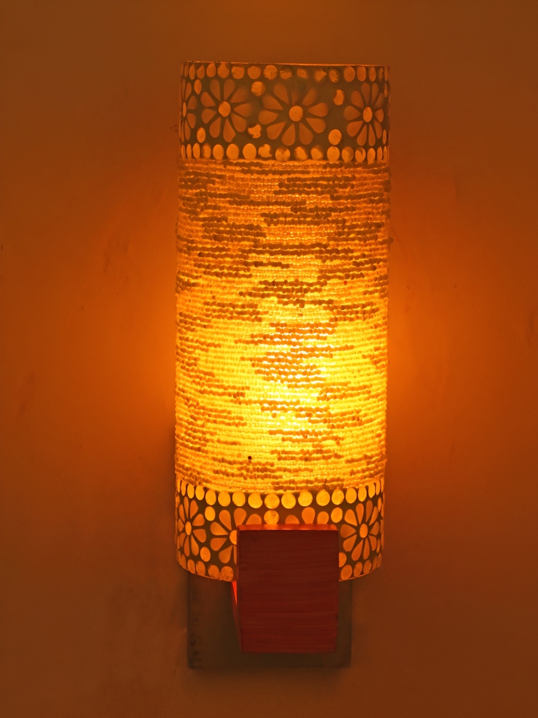 

1ST TIME White & Grey Textured Glass Traditional Cylinder Shaped Wall Lamp
