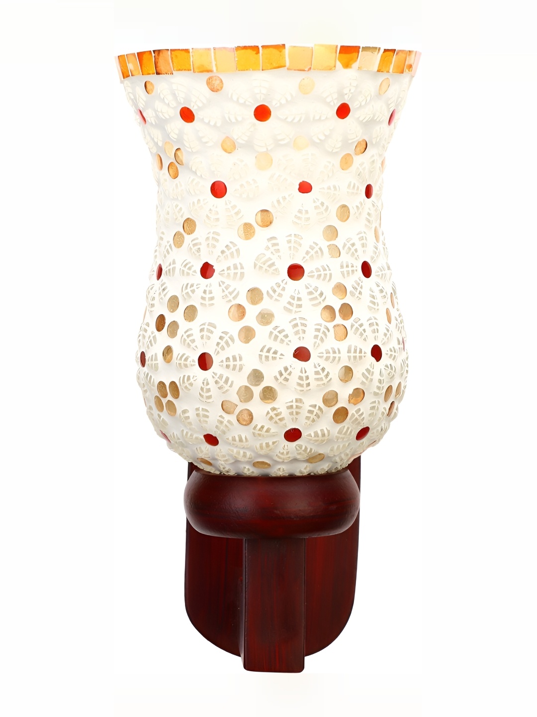 

1ST TIME White & Gold-Toned Textured Glass Traditional Wall Lamp