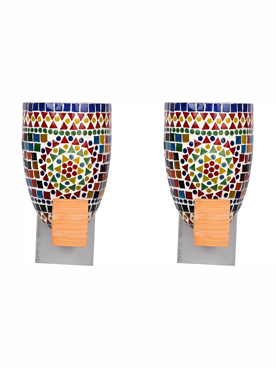 1ST TIME White & Red 2 Pieces Textured Glass Traditional Wall Lamps