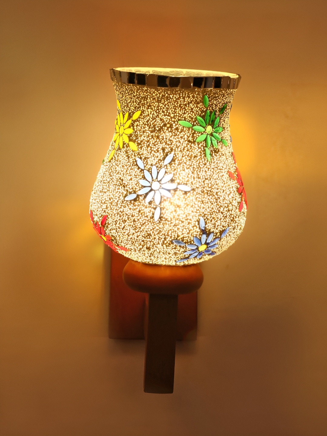 

1ST TIME White & Green Printed Glass Abstract Shaped Traditional Wall Lamp
