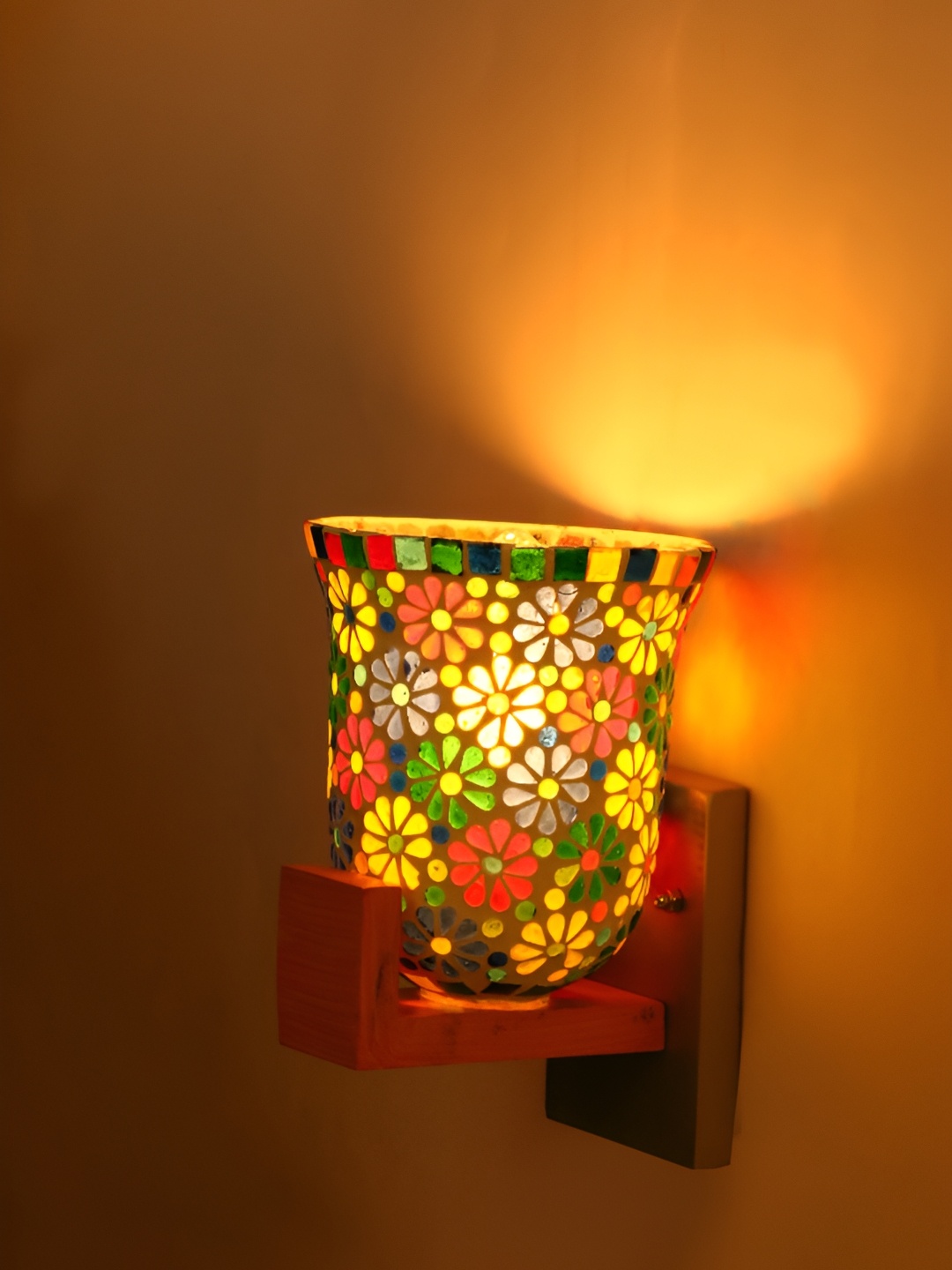 

1ST TIME White & Red Printed Glass Traditional Rectangle Shaped Wall Lamp