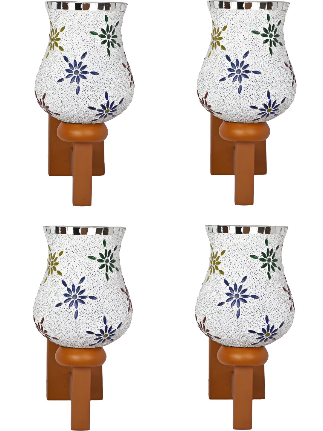 1ST TIME White & Green 4 Pcs Textured Glass Traditional Wall Lamp