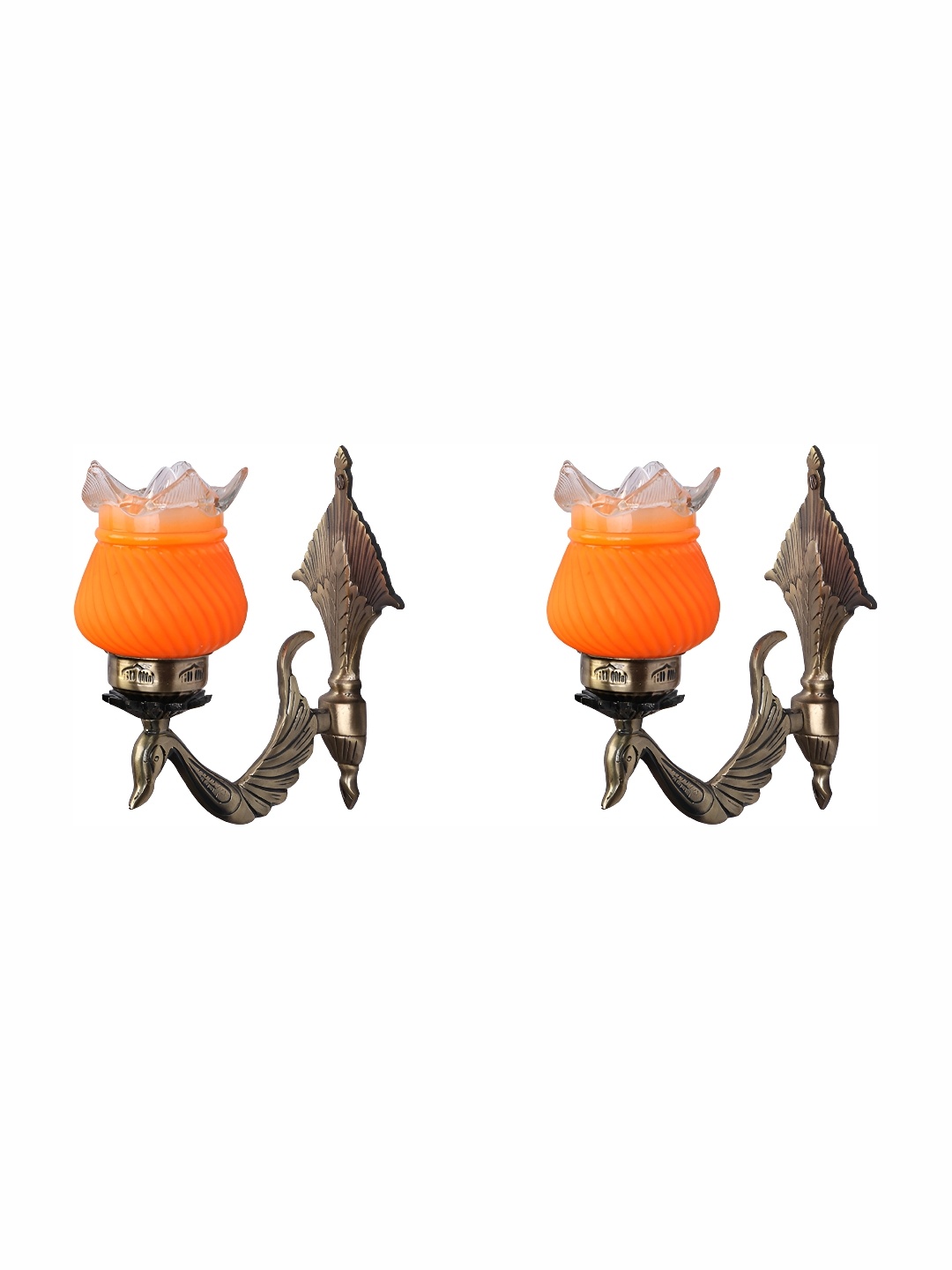 1ST TIME Orange 2 Pcs Glass Traditional Wall Lamp