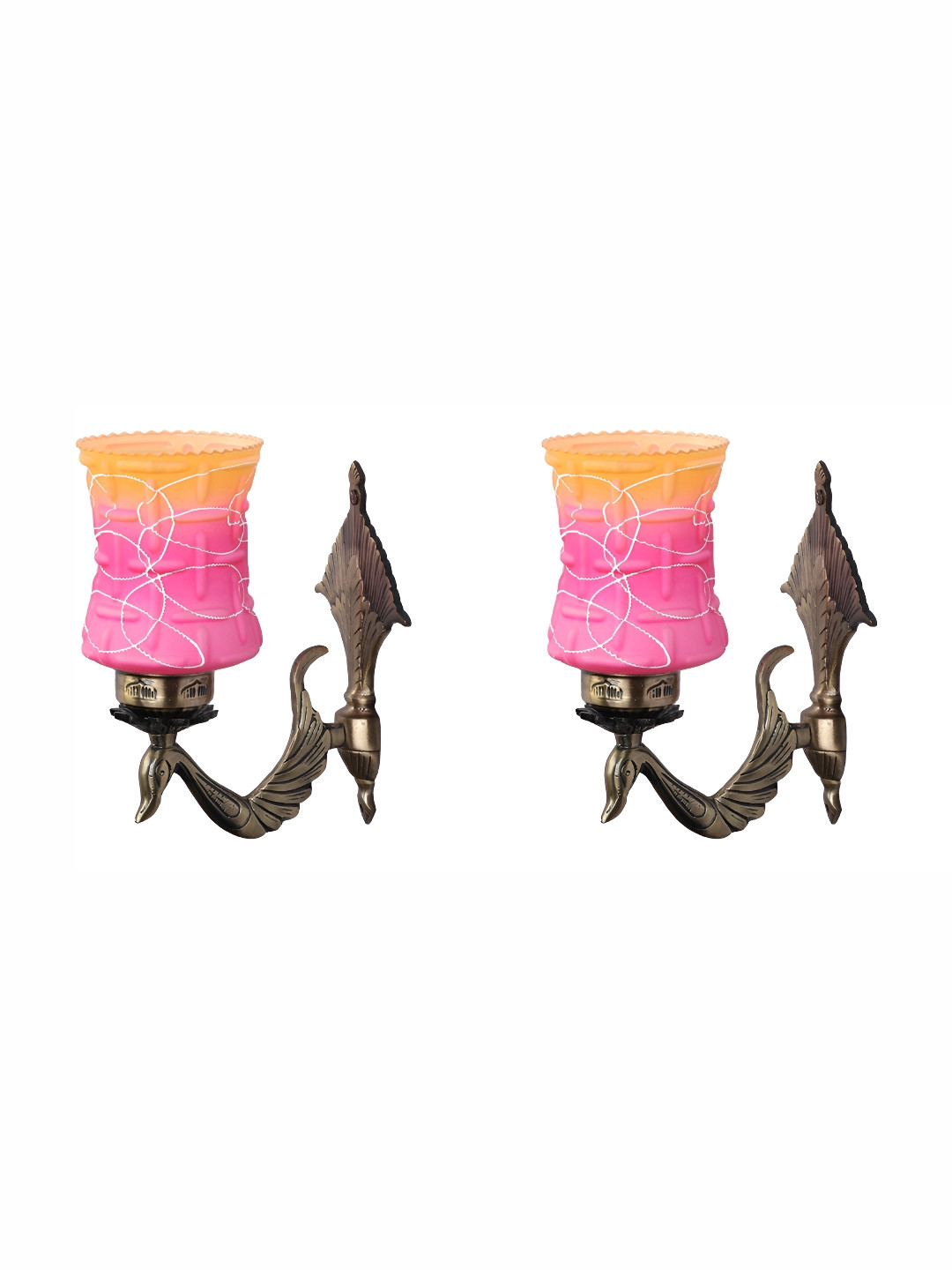 

1ST TIME Pink & Orange 4 Pieces Glass Cylinder Shaped Wall Lamps