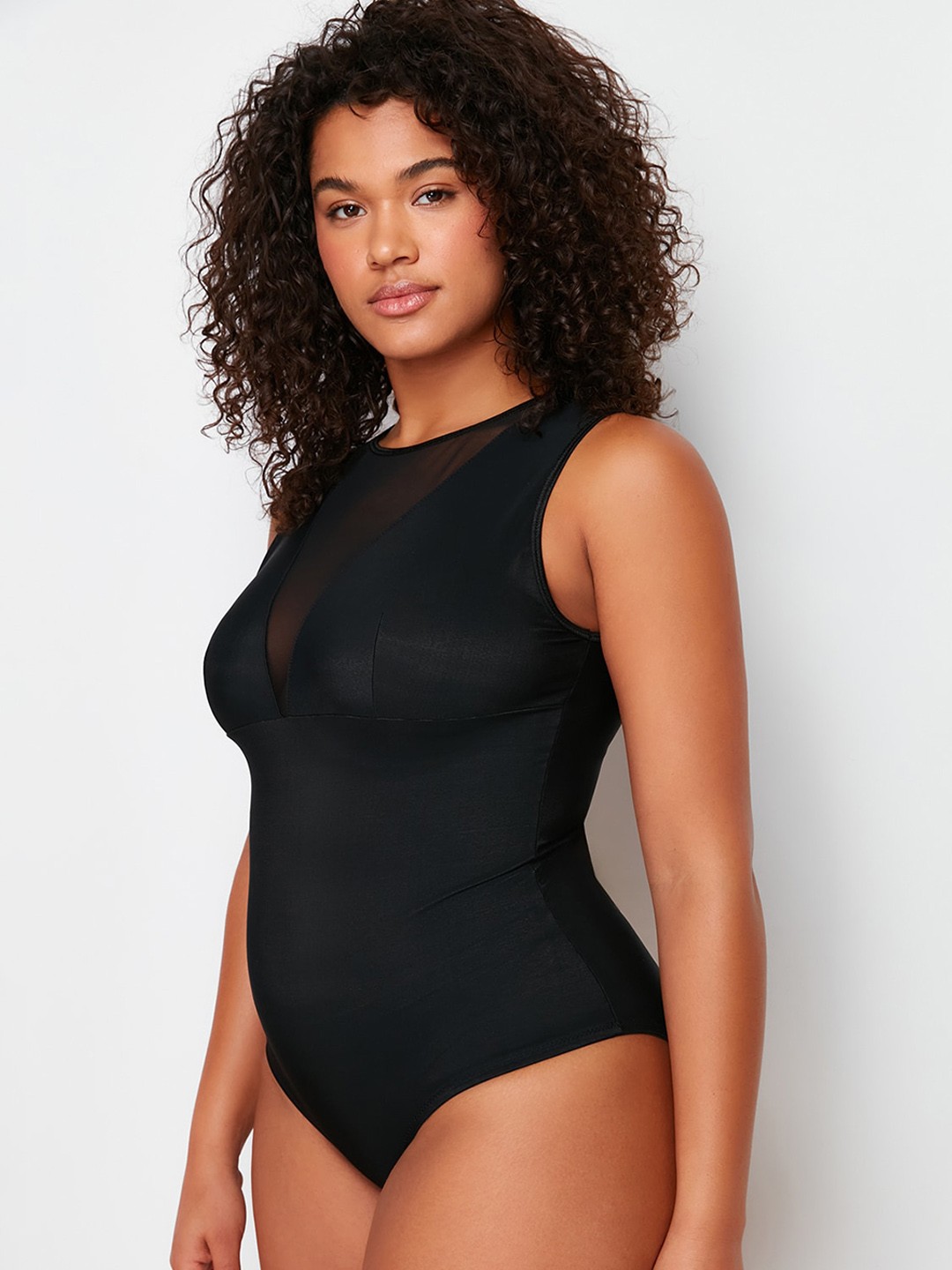 

Trendyol Round-neck Sleeveless Bodysuit, Black