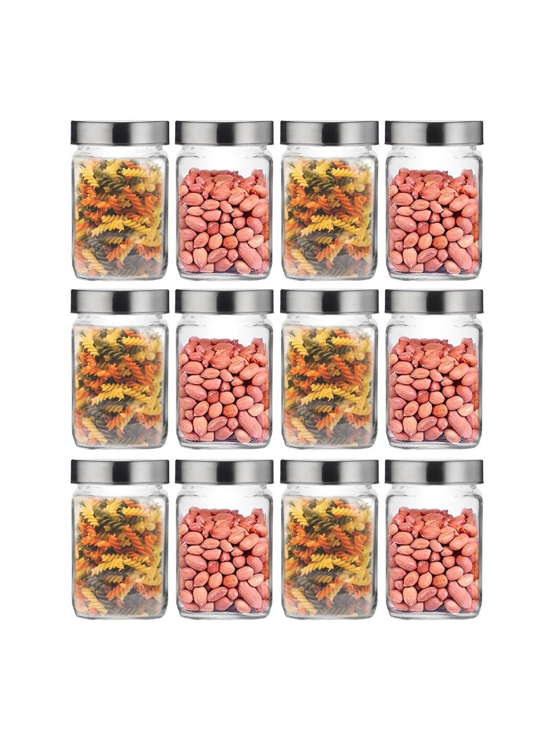 

tyche enterprises Transparent 12 Pieces Glass Containers with Lid