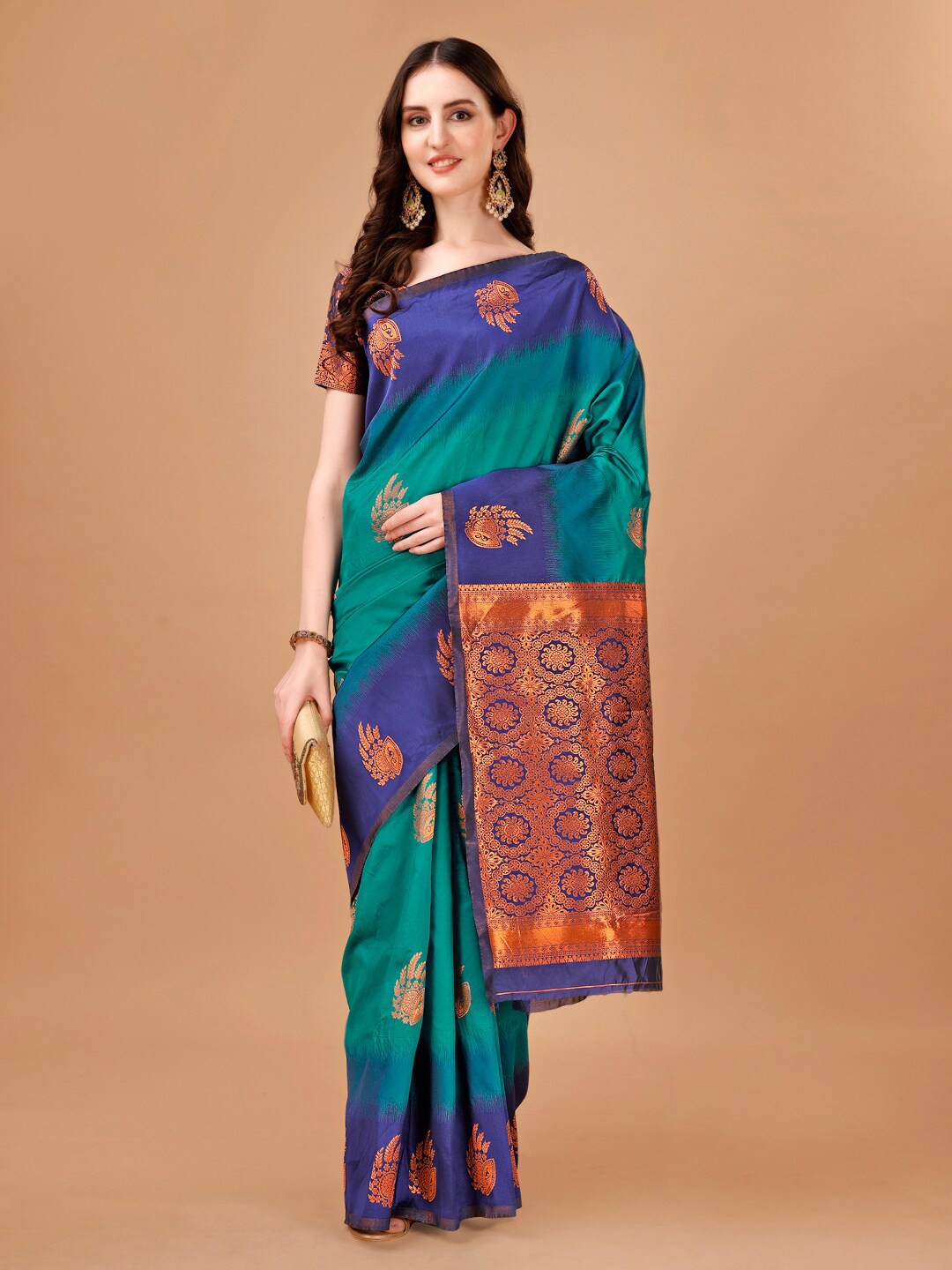 

KALINI Woven Design Zari Art Silk Saree, Blue