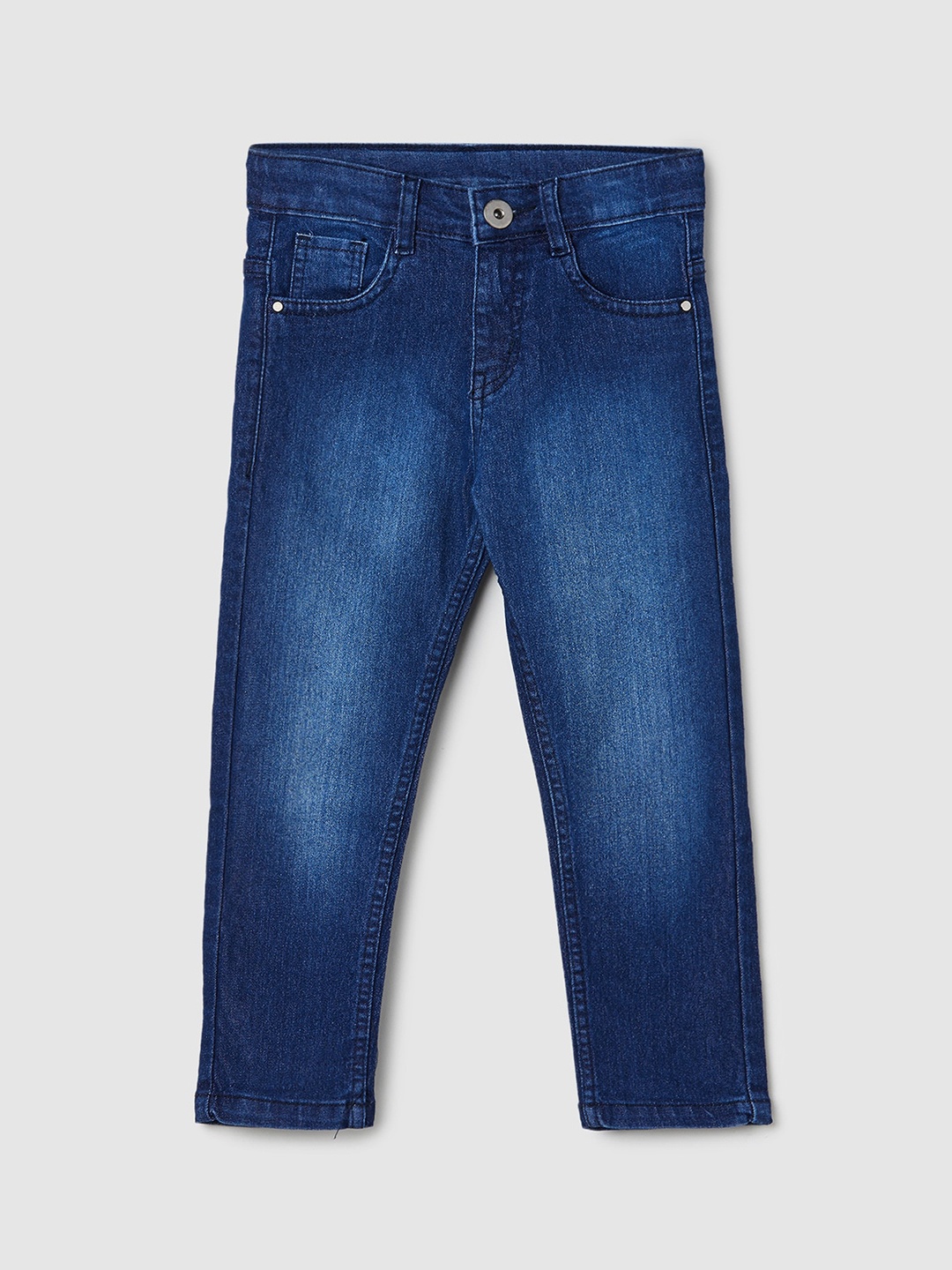 

max Boys Mid-Rise Light Fade Clean Look Stretchable Jeans, Navy blue