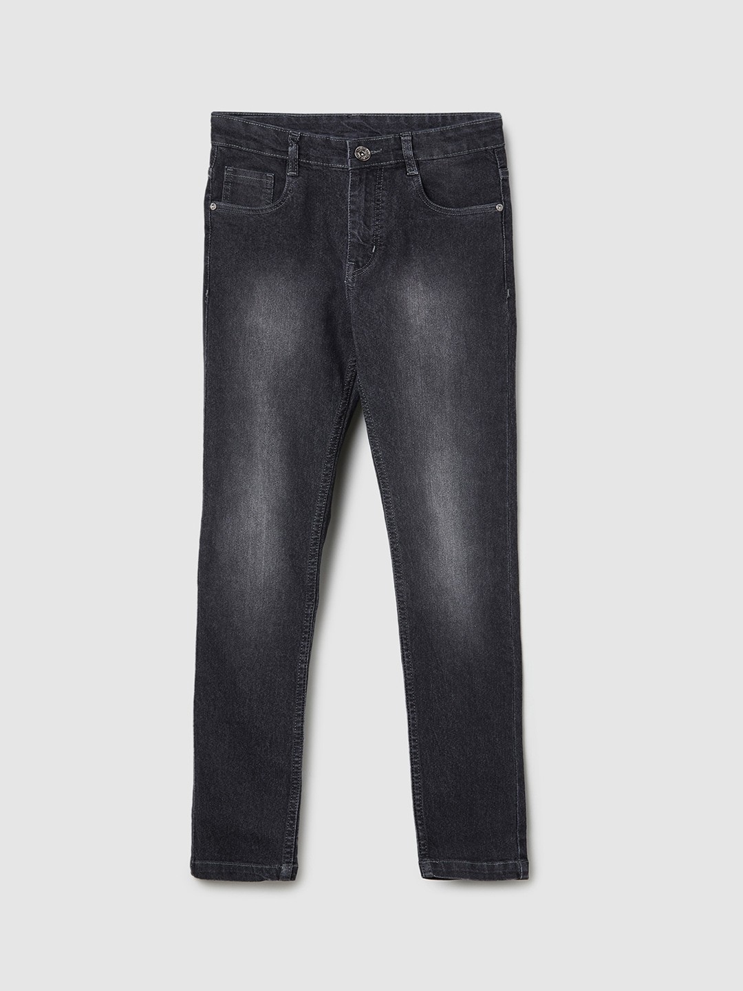 

max Boys Mid-Rise Light Fade Clean Look Stretchable Jeans, Grey