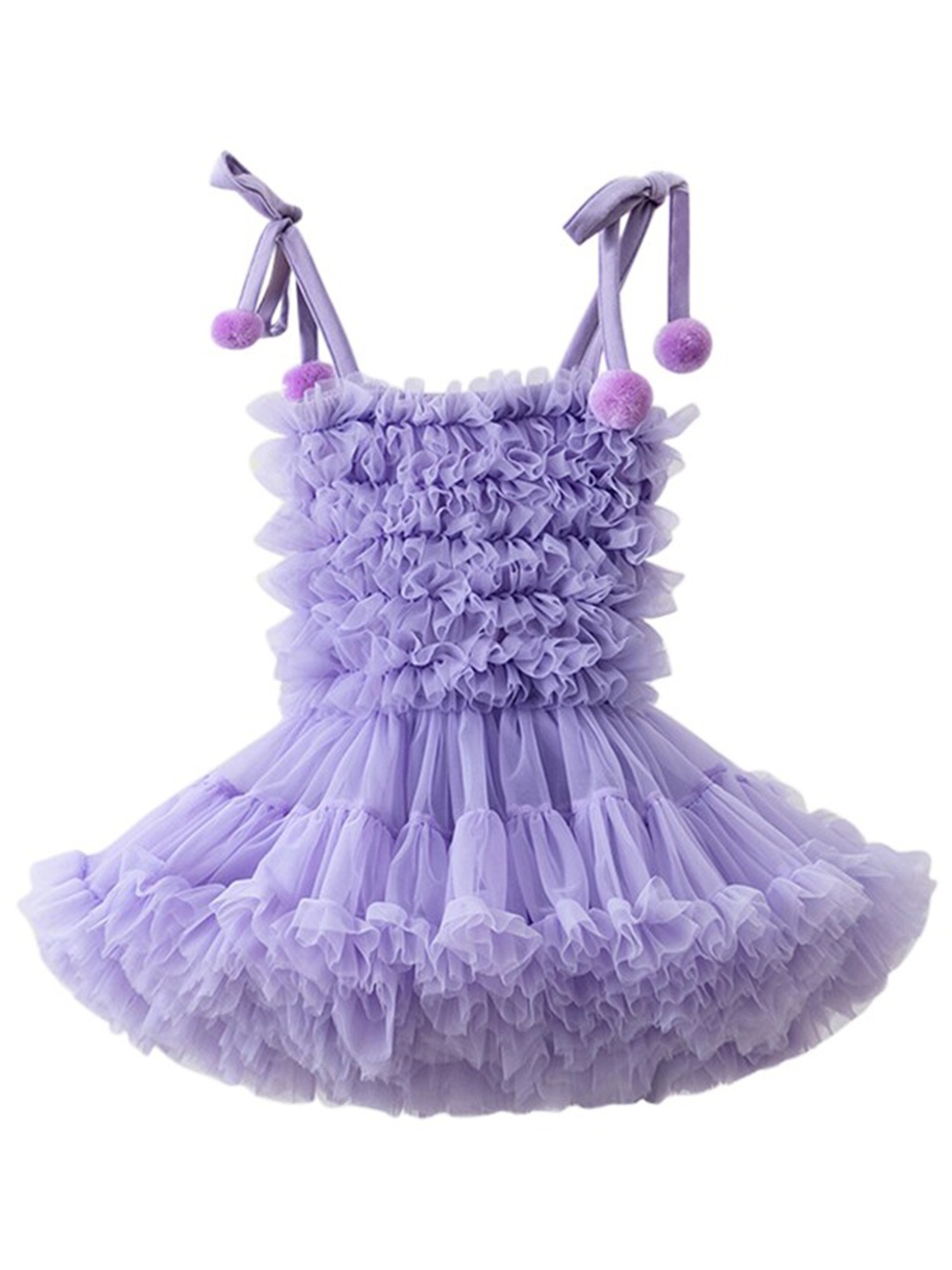 

StyleCast x Revolte Girls Purple Shoulder Straps Ruffled Tulle Fit & Flare Dress