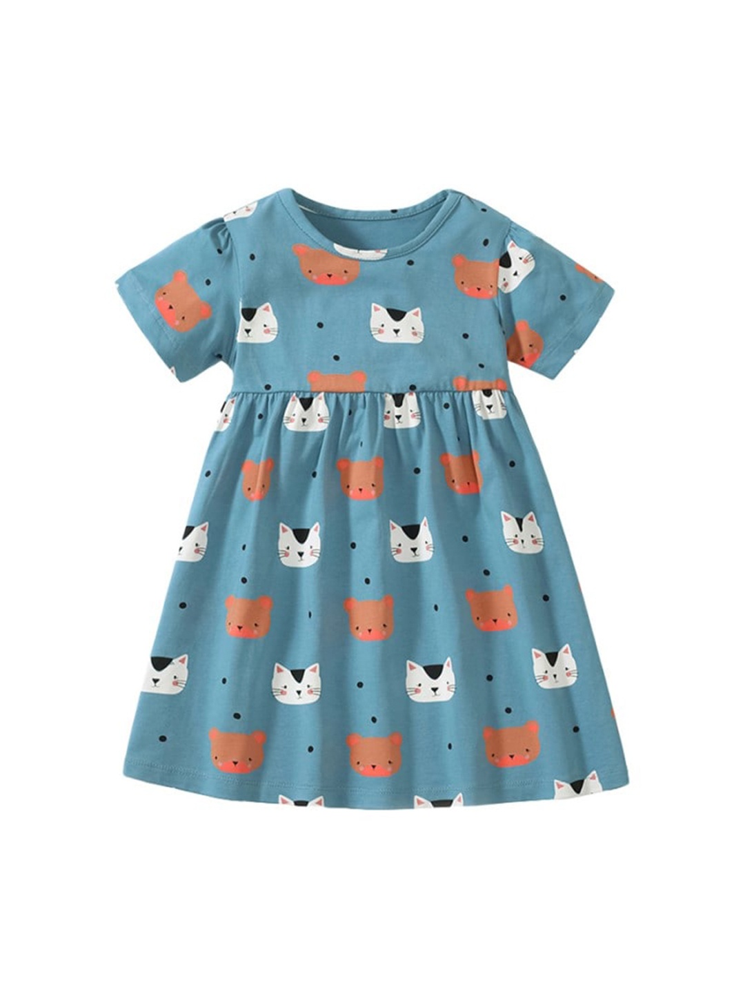 

StyleCast x Revolte Blue Girls Conversational Printed Cotton Fit & Flare Dress