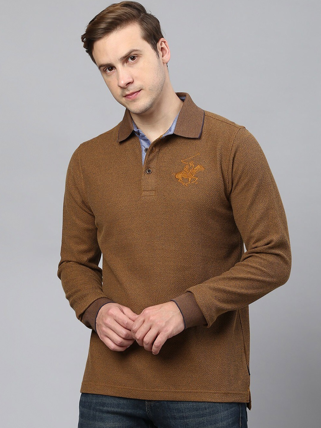 

Beverly Hills Polo Club Polo Collar Pure Cotton T-shirt, Gold