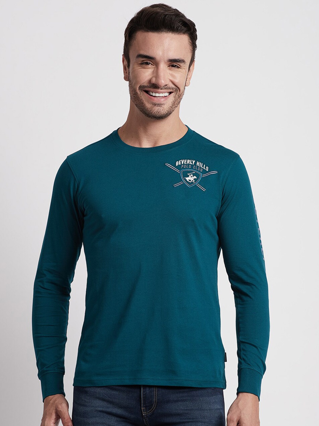 Beverly Hills Polo Club Typography Printed Pure Cotton T-shirt, Blue