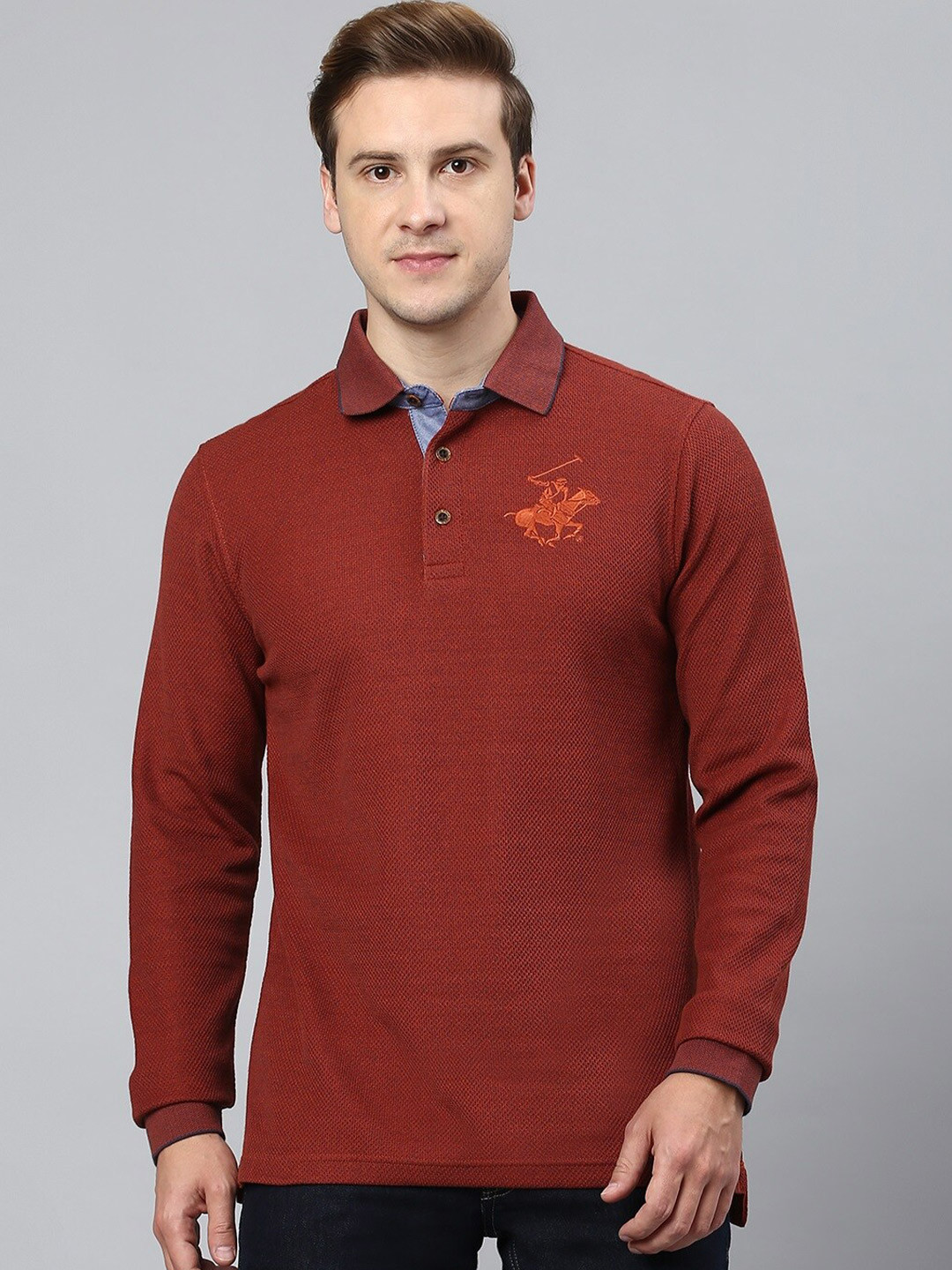 

Beverly Hills Polo Club Polo Collar Pure Cotton T-shirt, Brown