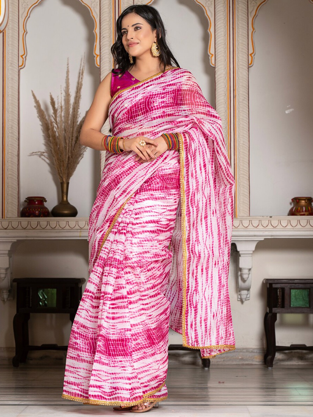 

Jaipur Folk Tie and Dye Kota Saree, Purple