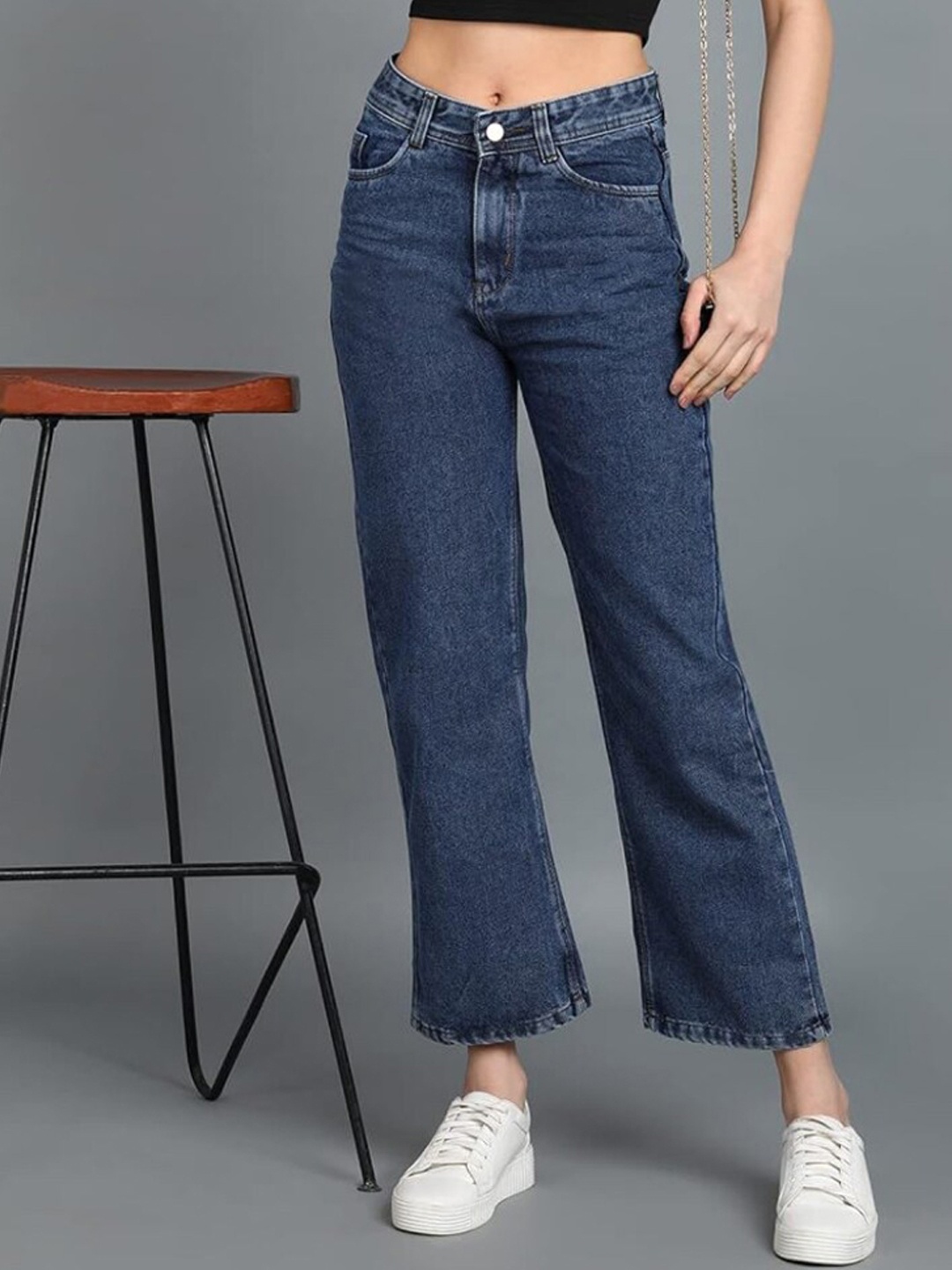 

BAESD Girls Straight Fit High-Rise Cotton Jeans, Blue