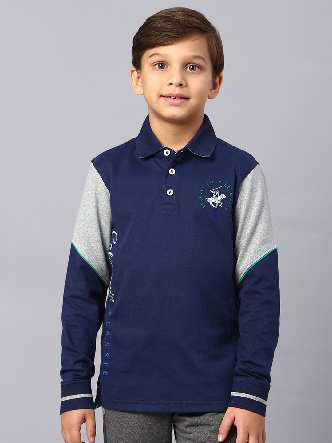 

Beverly Hills Polo Club Boys Polo Collar Pure Cotton Casual T-shirt, Blue