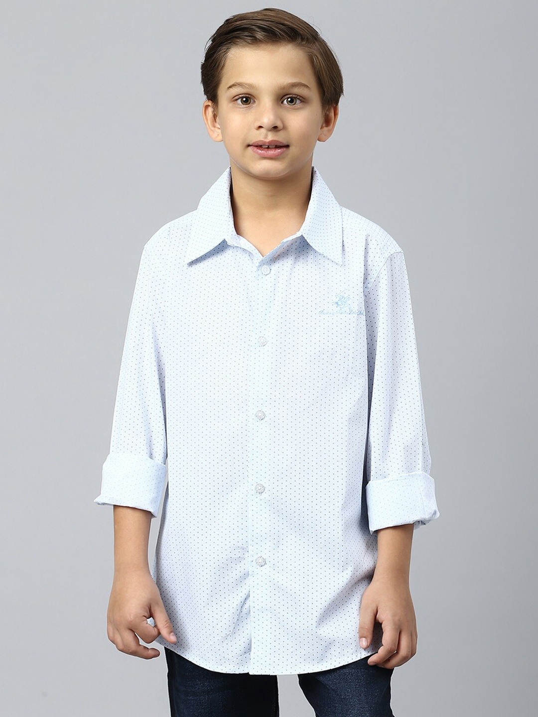 

Beverly Hills Polo Club Boys Spread Collar Printed Casual Shirt, Blue