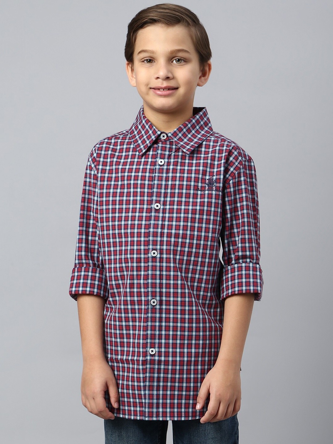 

Beverly Hills Polo Club Boys Checked Casual Shirt, Red