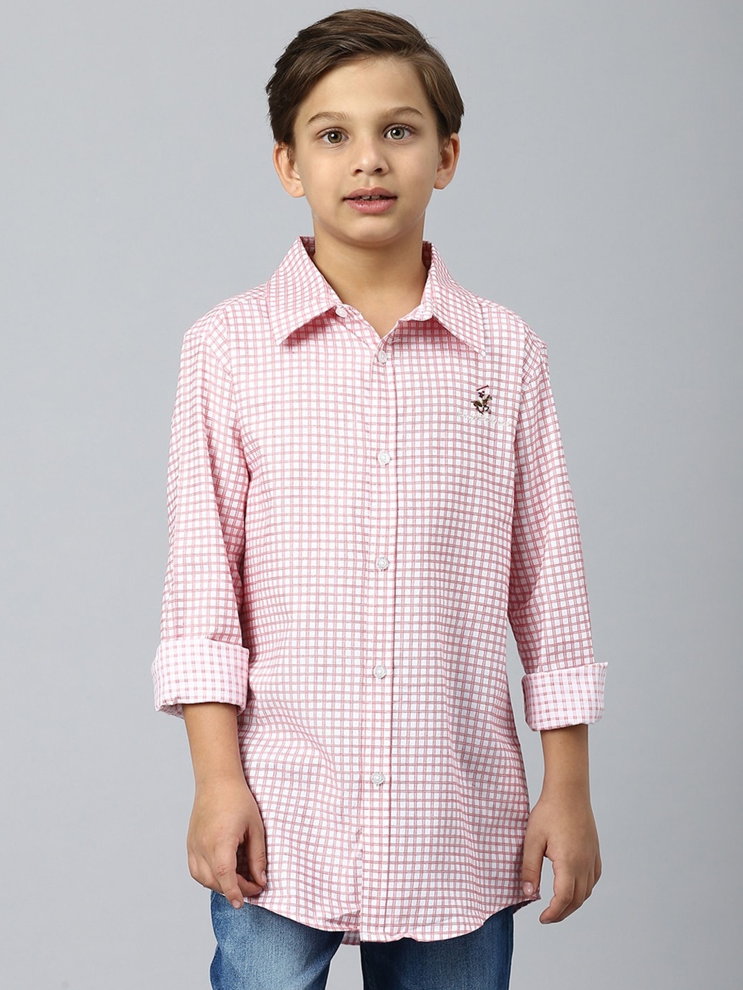 

Beverly Hills Polo Club Boys Grid Tattersall Checked Casual Shirt, Red