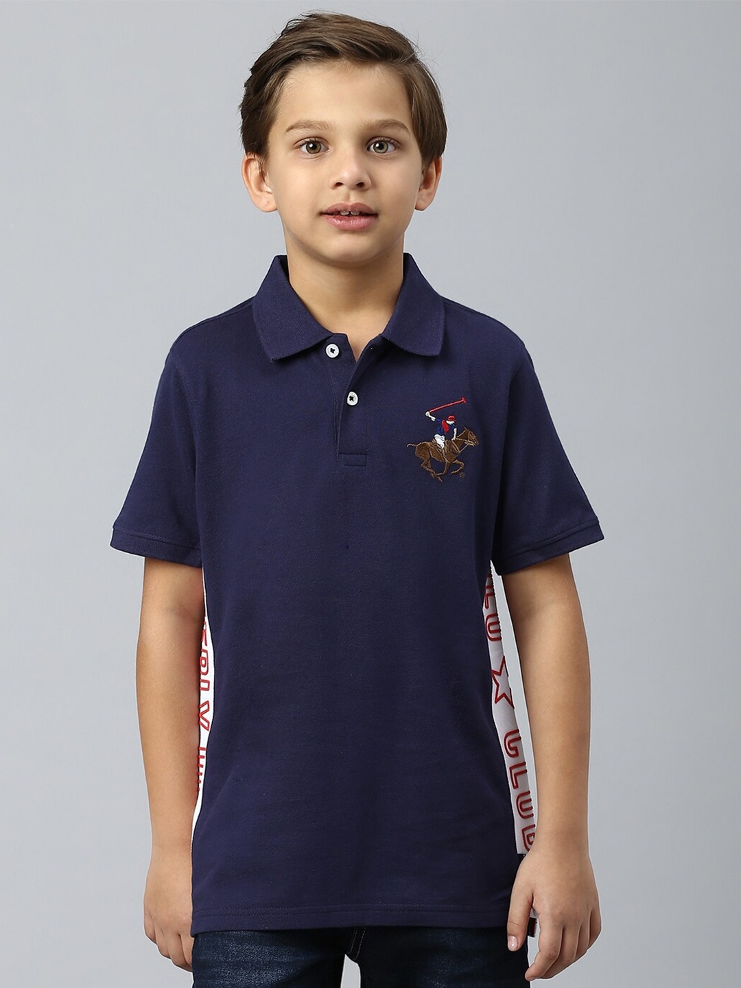 

Beverly Hills Polo Club Boys Polo Collar Pure Cotton T-shirt, Blue