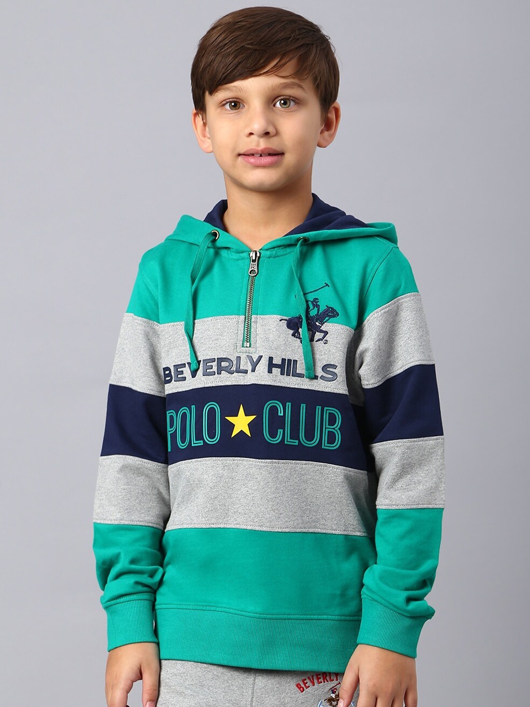 

Beverly Hills Polo Club Boys Typography Printed Pure Cotton Sweatshirt, Green