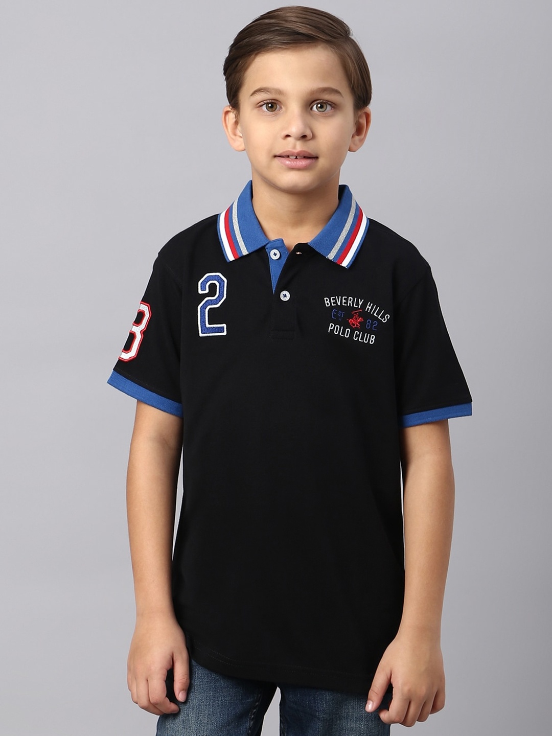 

Beverly Hills Polo Club Boys Polo Collar Pure Cotton Casual T-shirt, Black