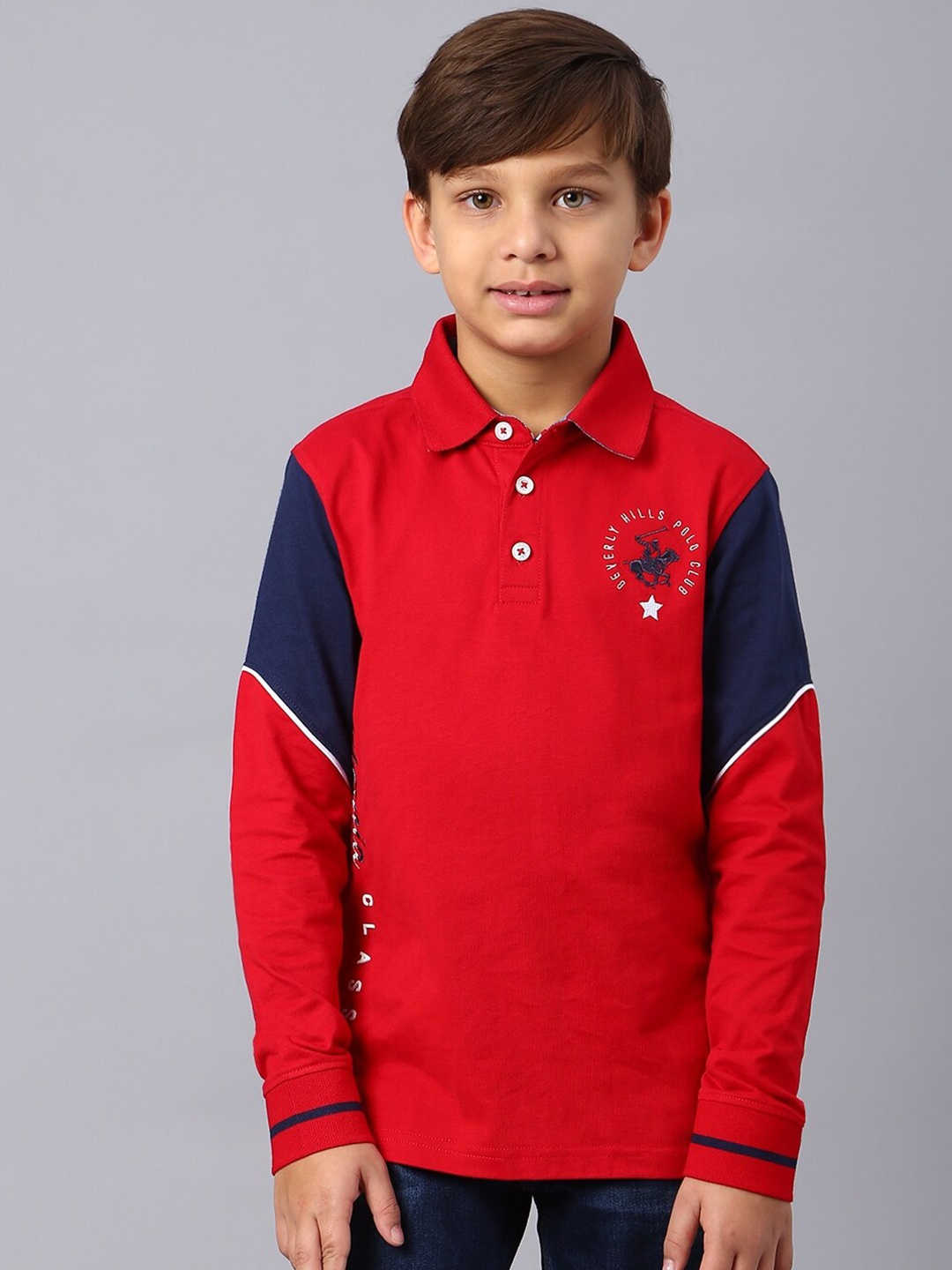 

Beverly Hills Polo Club Boys Polo Collar Pure Cotton Casual T-shirt, Red