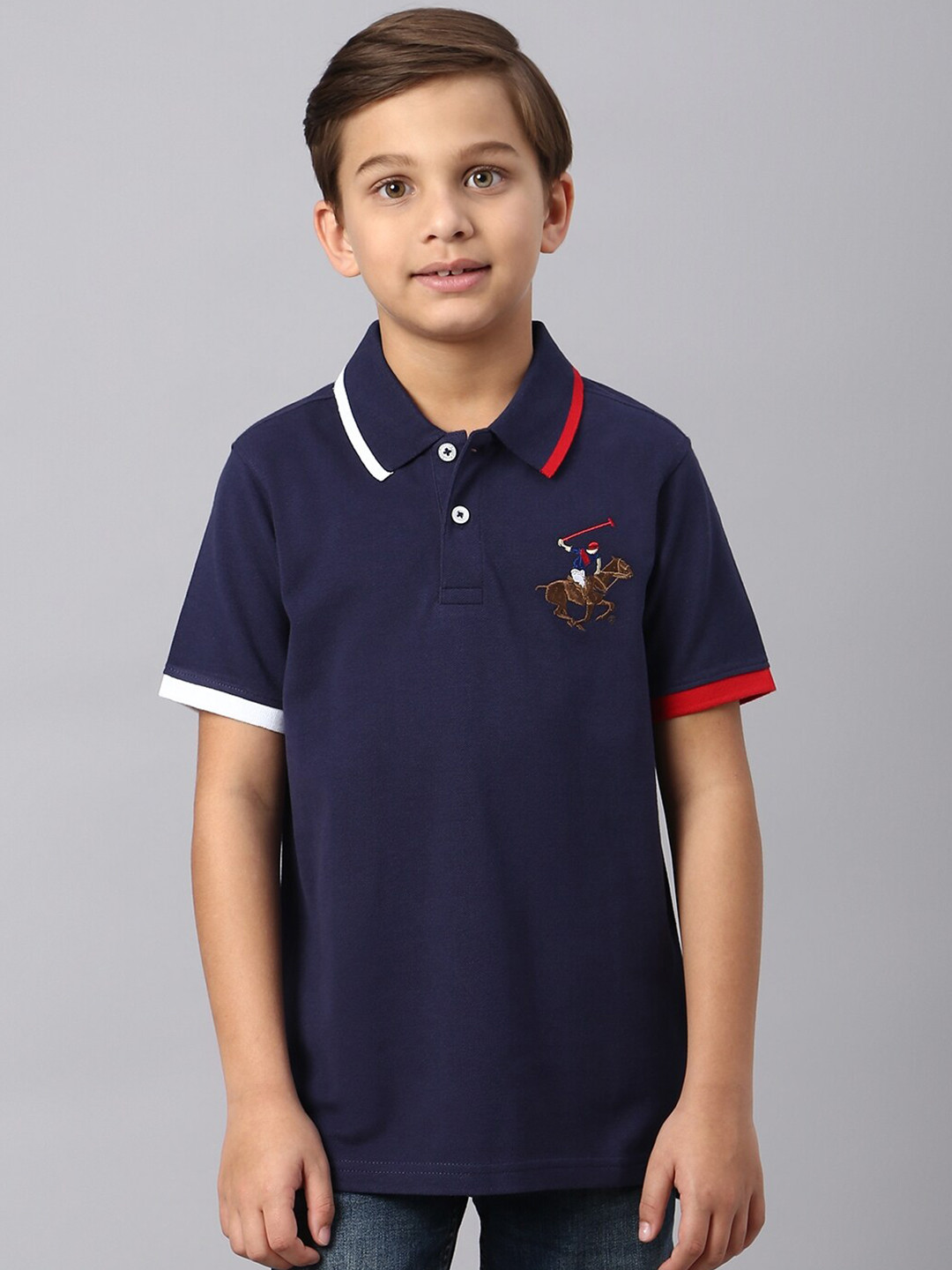 

Beverly Hills Polo Club Boys Polo Collar Pure Cotton Casual T-shirt, Blue