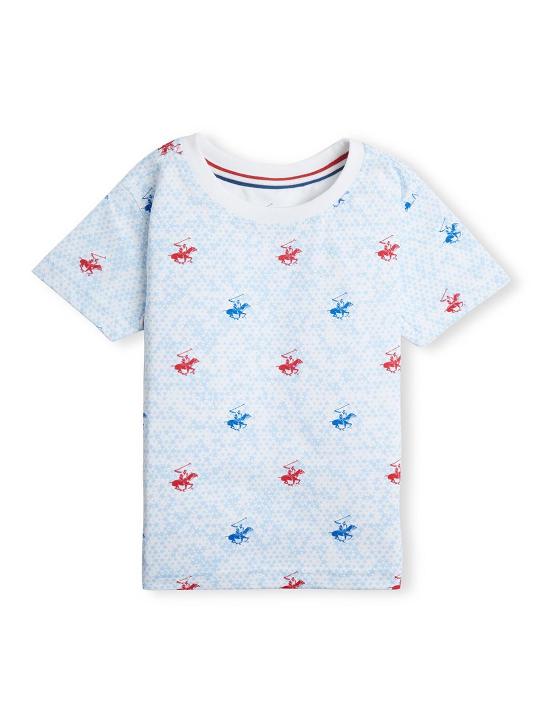 

Beverly Hills Polo Club Boys Conversational Printed Round Neck Pure Cotton T-shirt, White
