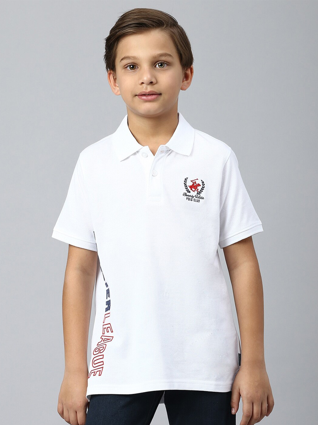 

Beverly Hills Polo Club Boys Polo Collar Pure Cotton Casual T-shirt, White
