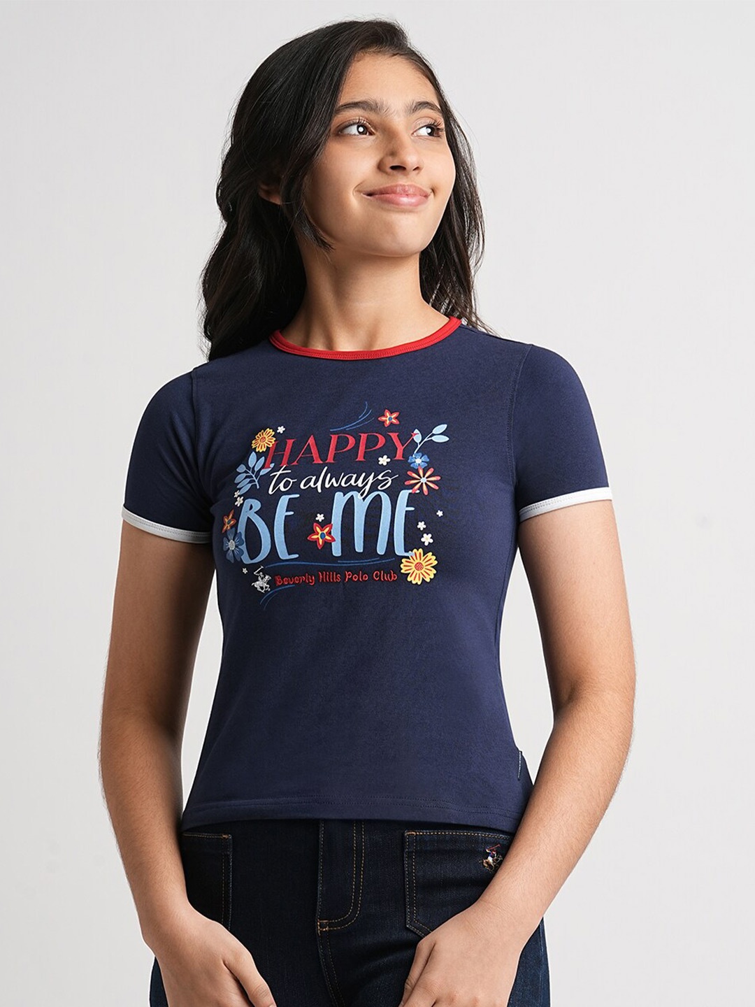 

Beverly Hills Polo Club Girls Typography Printed Short Sleeves Casual T-shirt, Blue